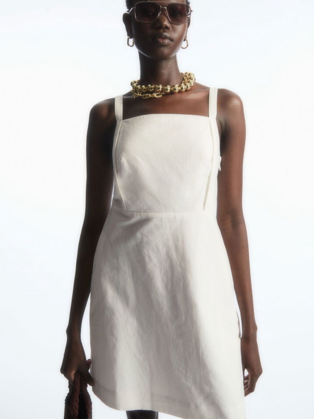 COS Open-Back Mini Pinafore Dress White Womens Size 38 / US M